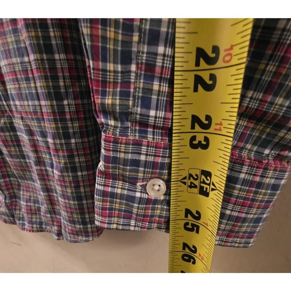 Polo Ralph Lauren Button-Down Red Plaid Dress Shirt Men's Size M Preppy Office